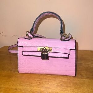 Peta + Jain- Pink Croc-Embossed crossbody